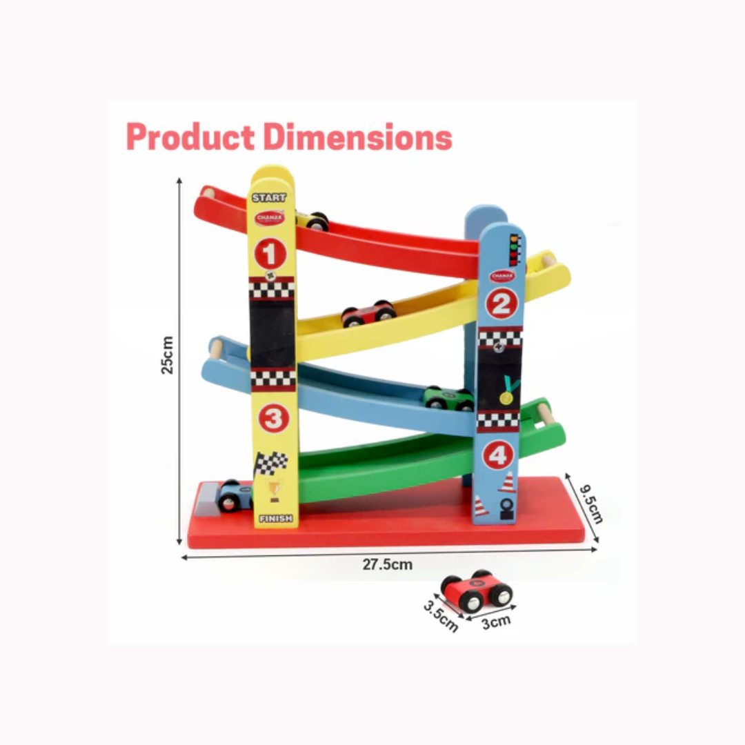 Chanak Wooden Car Ramps Race - 4 Level Toy Car Ramp Race Track
