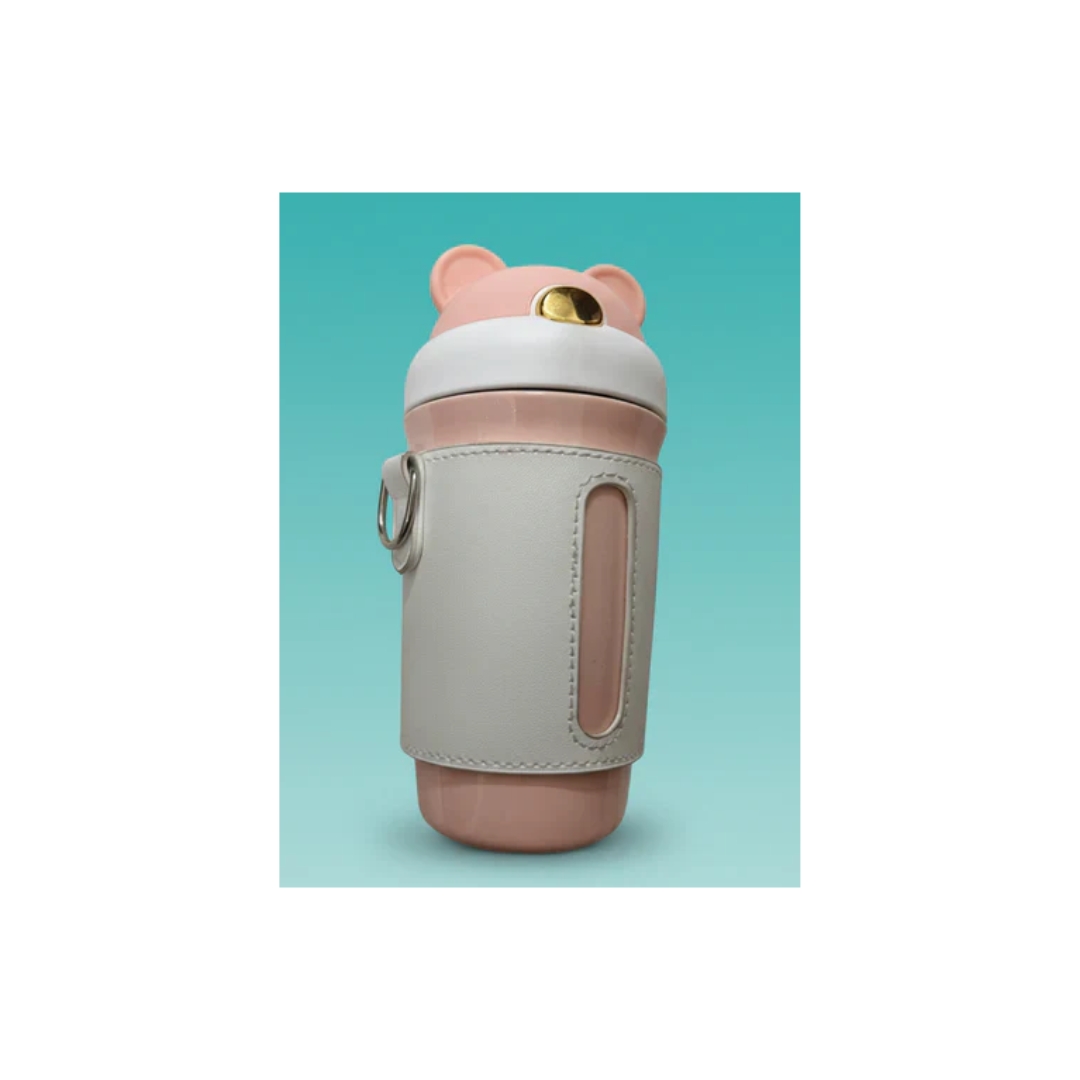 Leather Covered Insulated Sipper Bottle 450ML