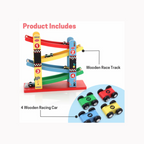 Chanak Wooden Car Ramps Race - 4 Level Toy Car Ramp Race Track