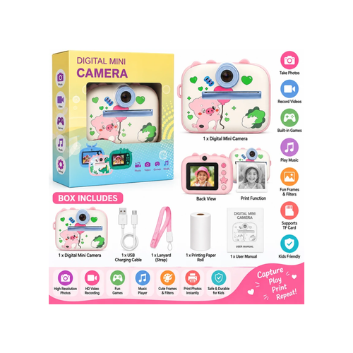 Digital Mini Print Camera for Kids – Instant Photo Printing Camera