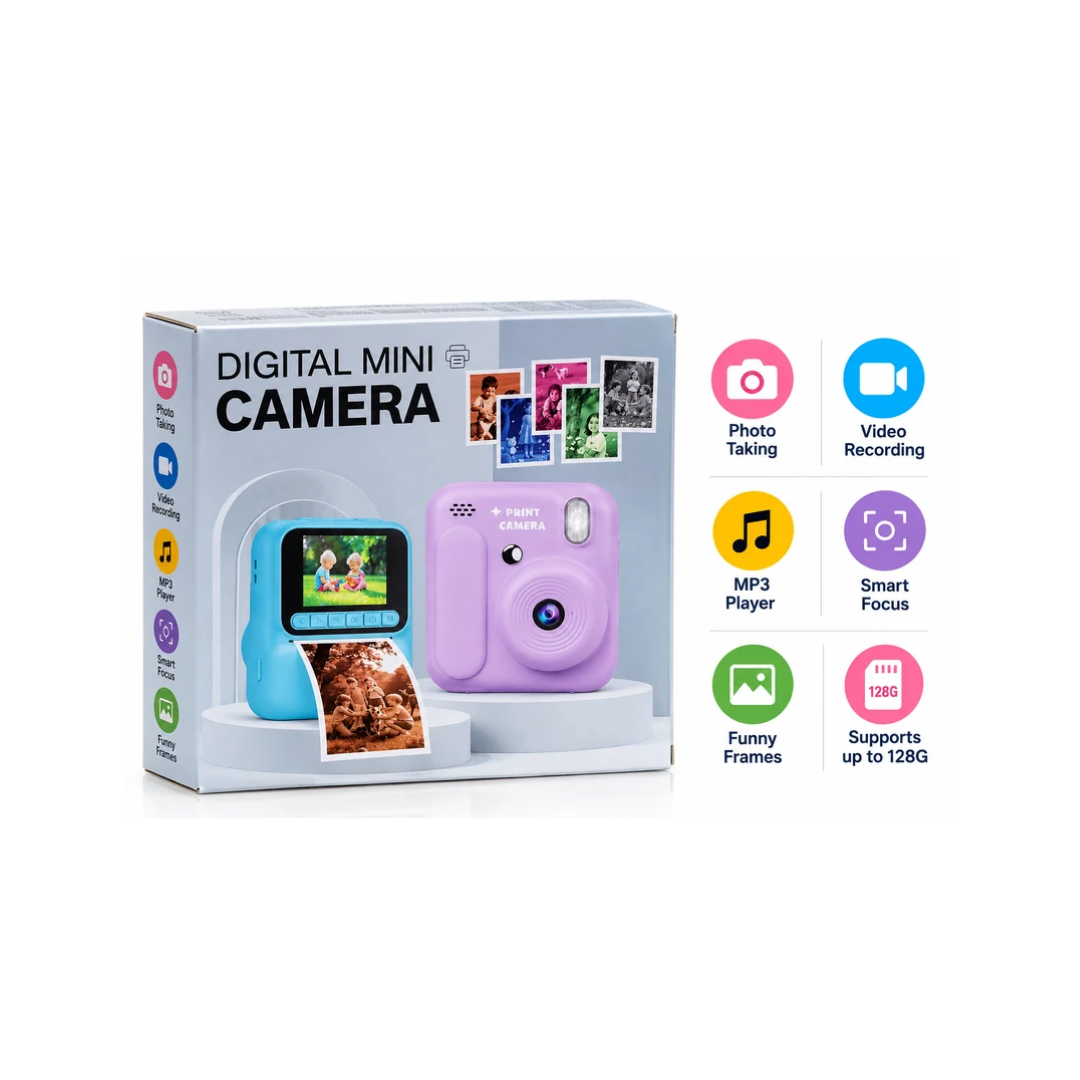 Kids Digital Mini Print Camera – Colour Photo Printing Camera