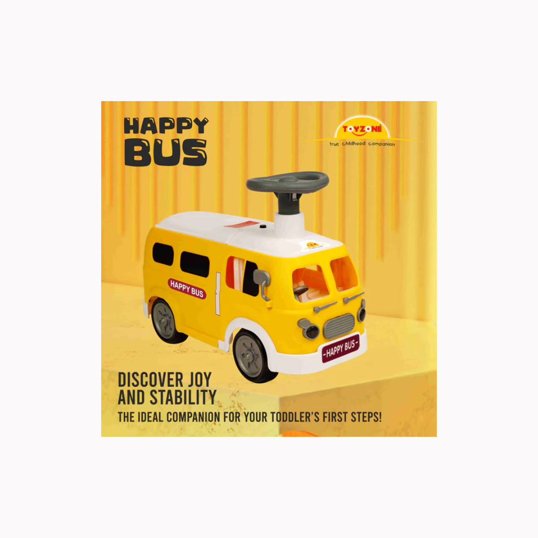 Toyzone Happy Bus Ride On  Yellow