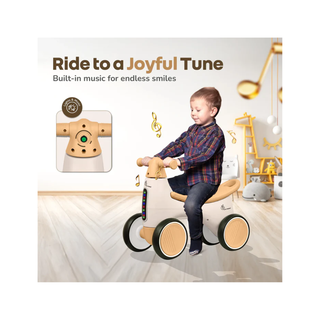 R For Rabbit Speedster Glider Baby Ride-on Car Push Ride with Music & Lights Beige