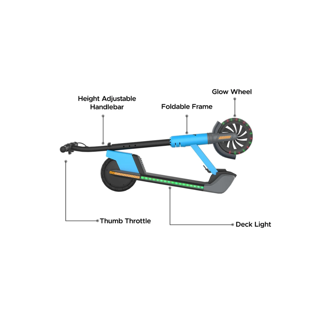 EMotorad Lil E Junior Electric Kick Scooter Foldable Aluminum Alloy Frame Sporty Blue