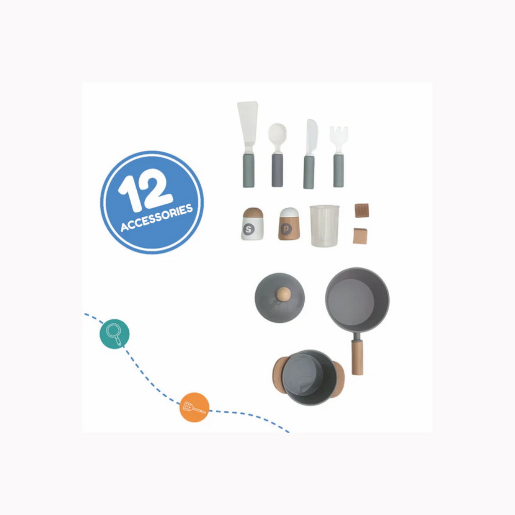 Open Ended Modern Kitchen Set -(12 Accessories included)