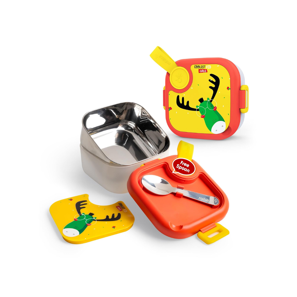 Rabitat Lunchmate Mini Stainless Steel Lunch Box With Spoon - 500 ML  Kid Ever