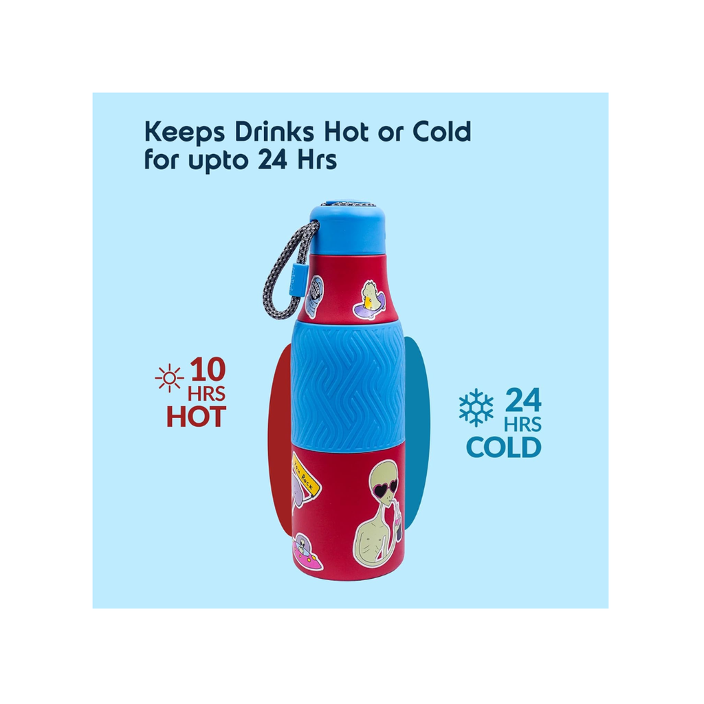 Rabitat ZAPPY Personalized Insulated Water Bottle for School Kids Red Martian 700ml