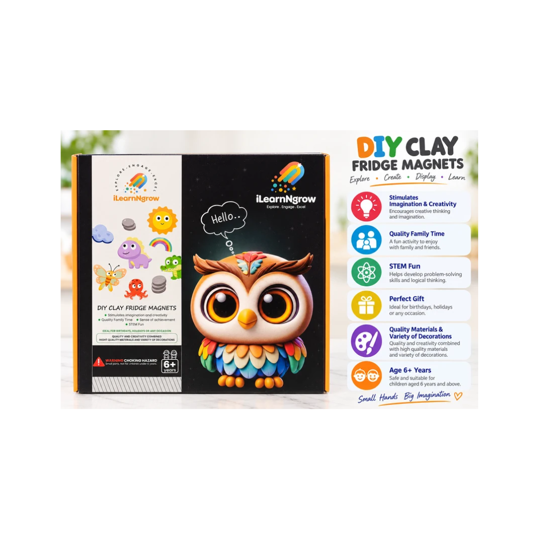 iLearnNgrow DIY Clay Fridge Magnets Making Kit – Creative Craft Activity for Kids 6+