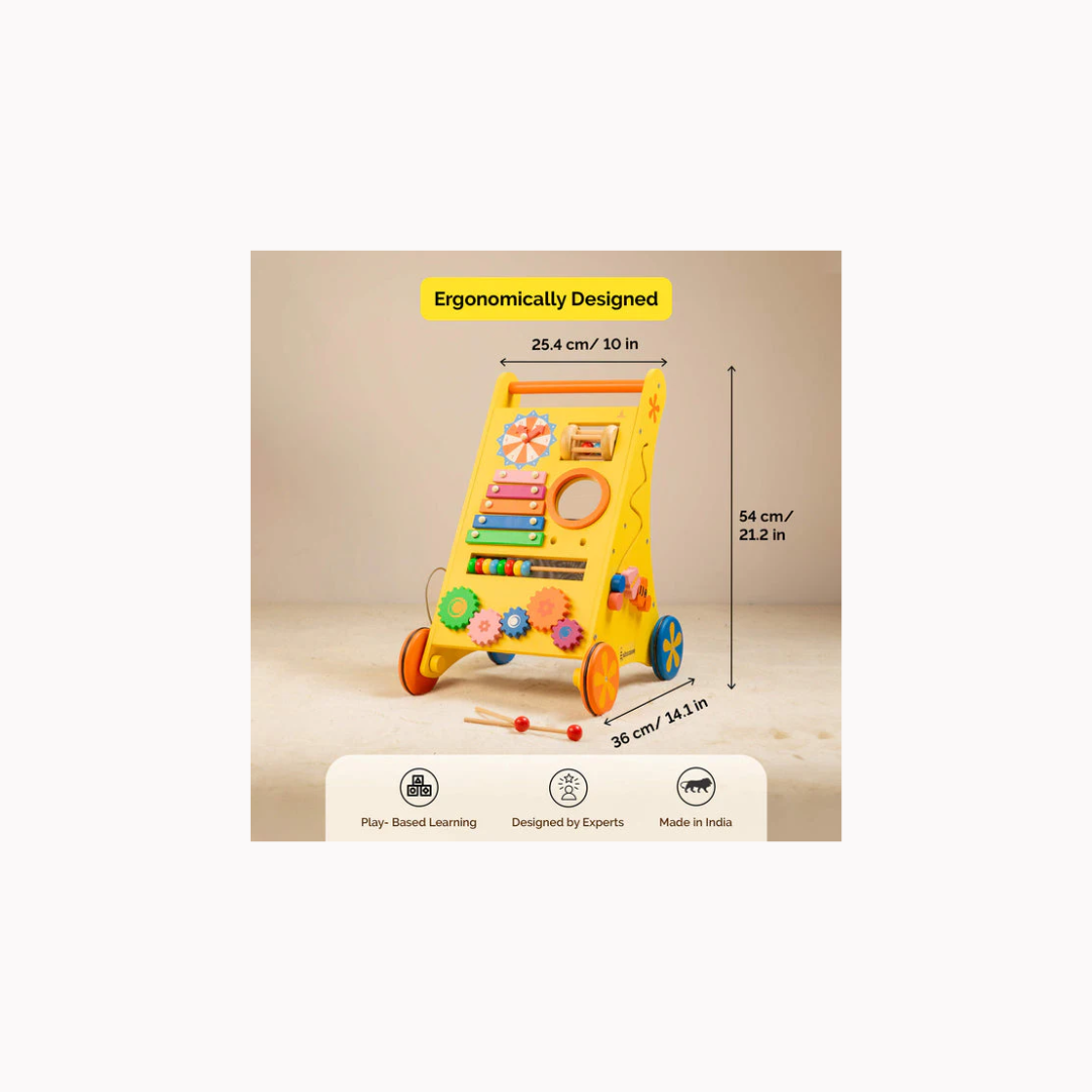 Shumee Stimulating Musical Activity Push Walker (Wooden)