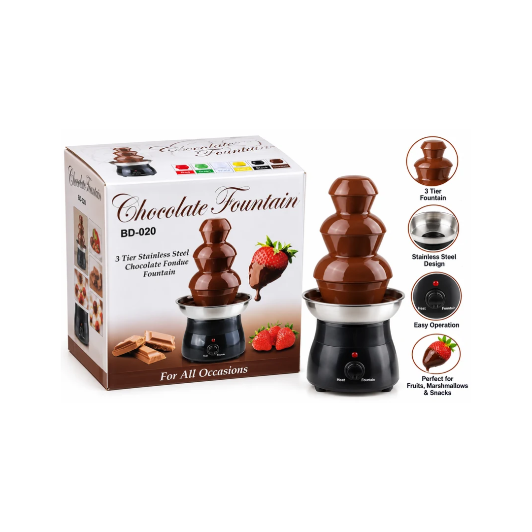 Chocolate Fountain BD-020 – 3 Tier Stainless Steel Chocolate Fondue Fountain