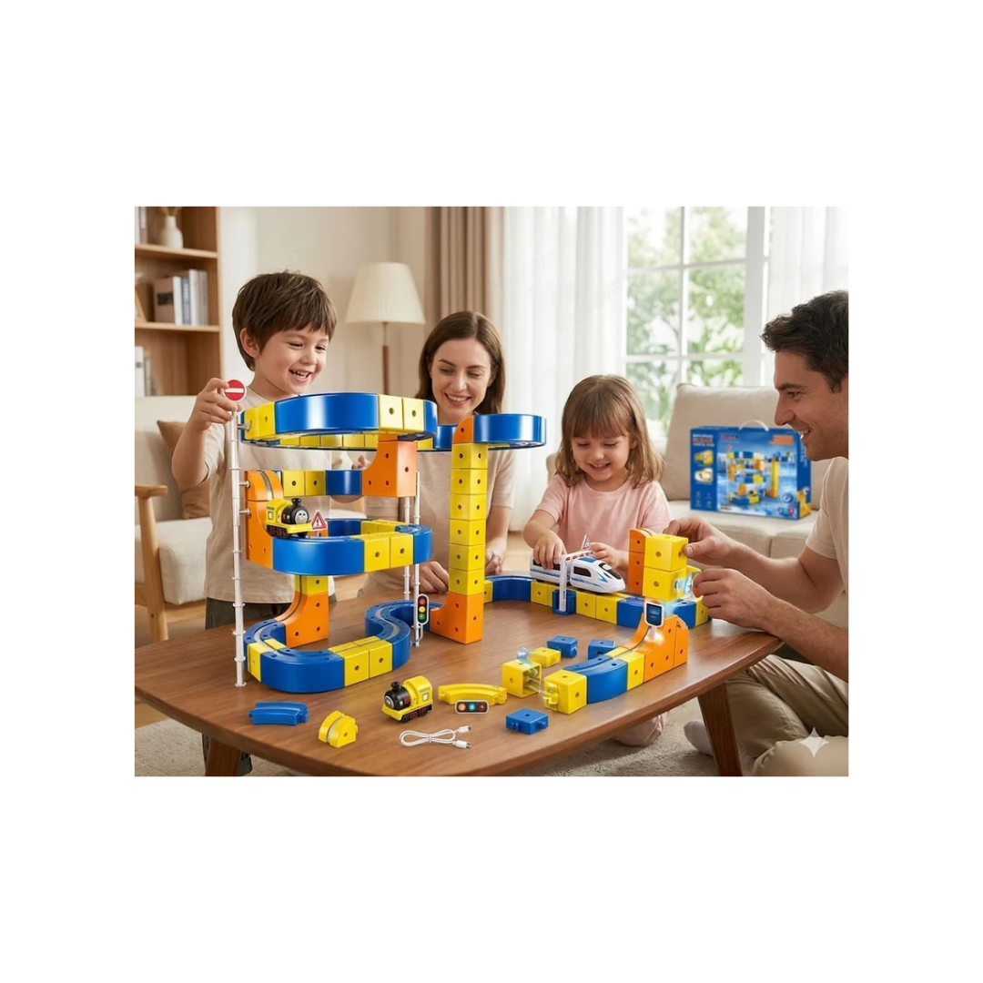 Magnetic Building Block Track Car Set DIY Construction Racing Track
