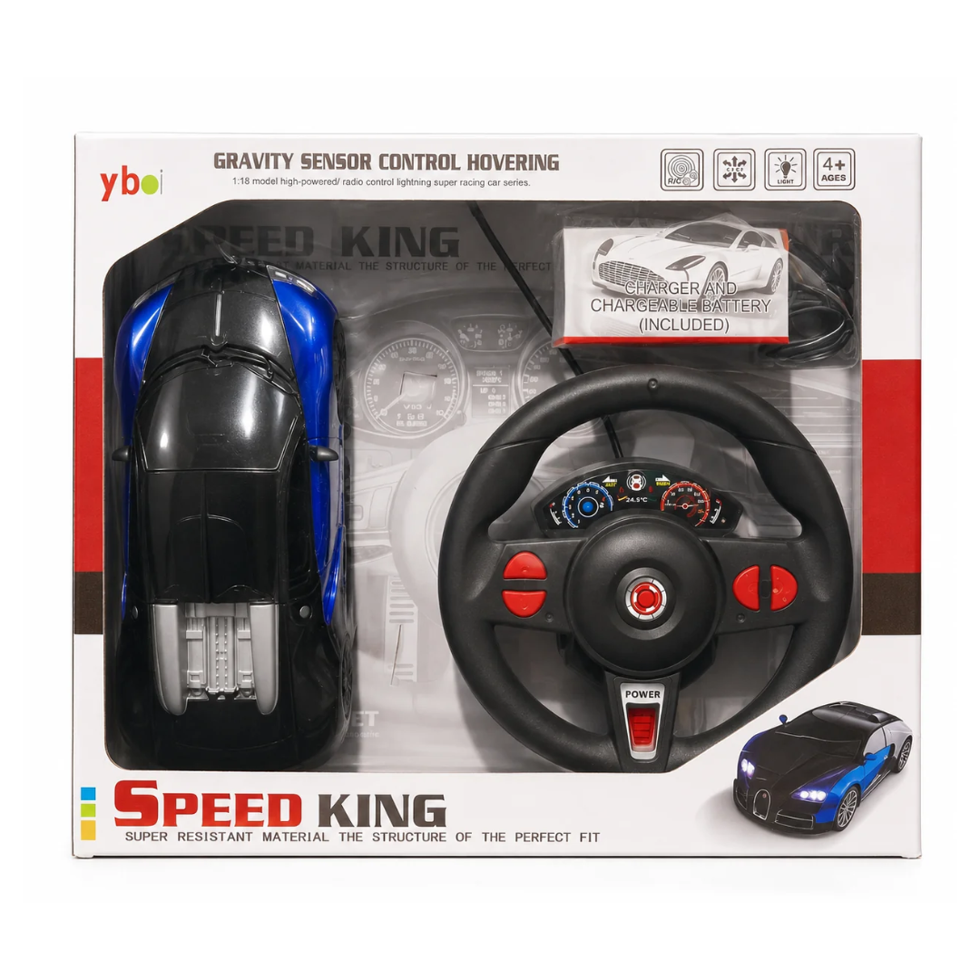 Speed King 1:18 Rechargeable Remote Control Sports Car with Gravity-Sensor Steering Remote & Lights
