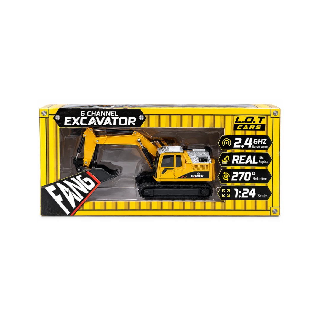 6-Channel 2.4GHz Remote Control Excavator Toy – 1:24 Scale