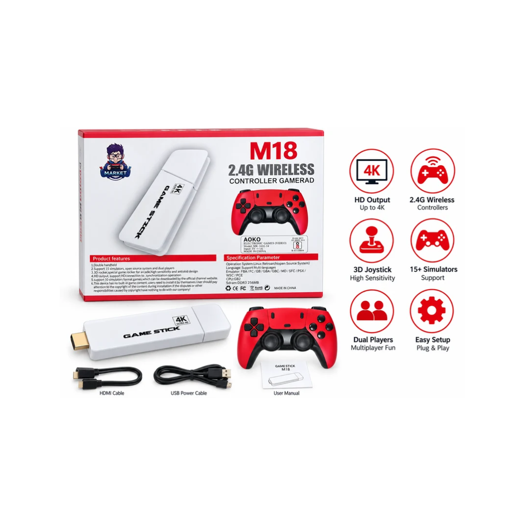 M18 2.4G Wireless Video Game Console with 4K Ultra HD & Classic Games