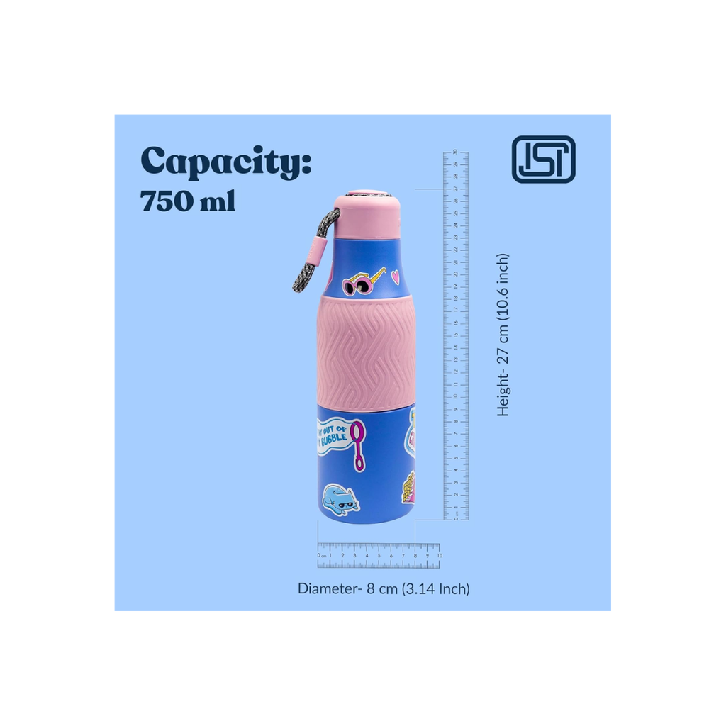 Rabitat ZAPPY Insulated Water Bottle for School Kids  Steel Water Bottle for Kids  Laven Rebel 700ml