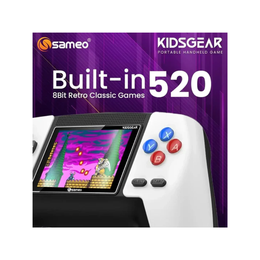 Sameo Kids Gear Controller Shaped Handheld Console Built-in 520 Retro Game Graphite Grey