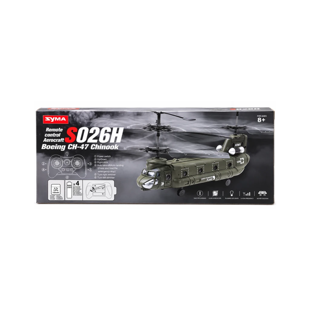 SYMA S026H Boeing CH-47 Chinook Remote Control Helicopter – 2.4GHz RC Aircraft for Kids