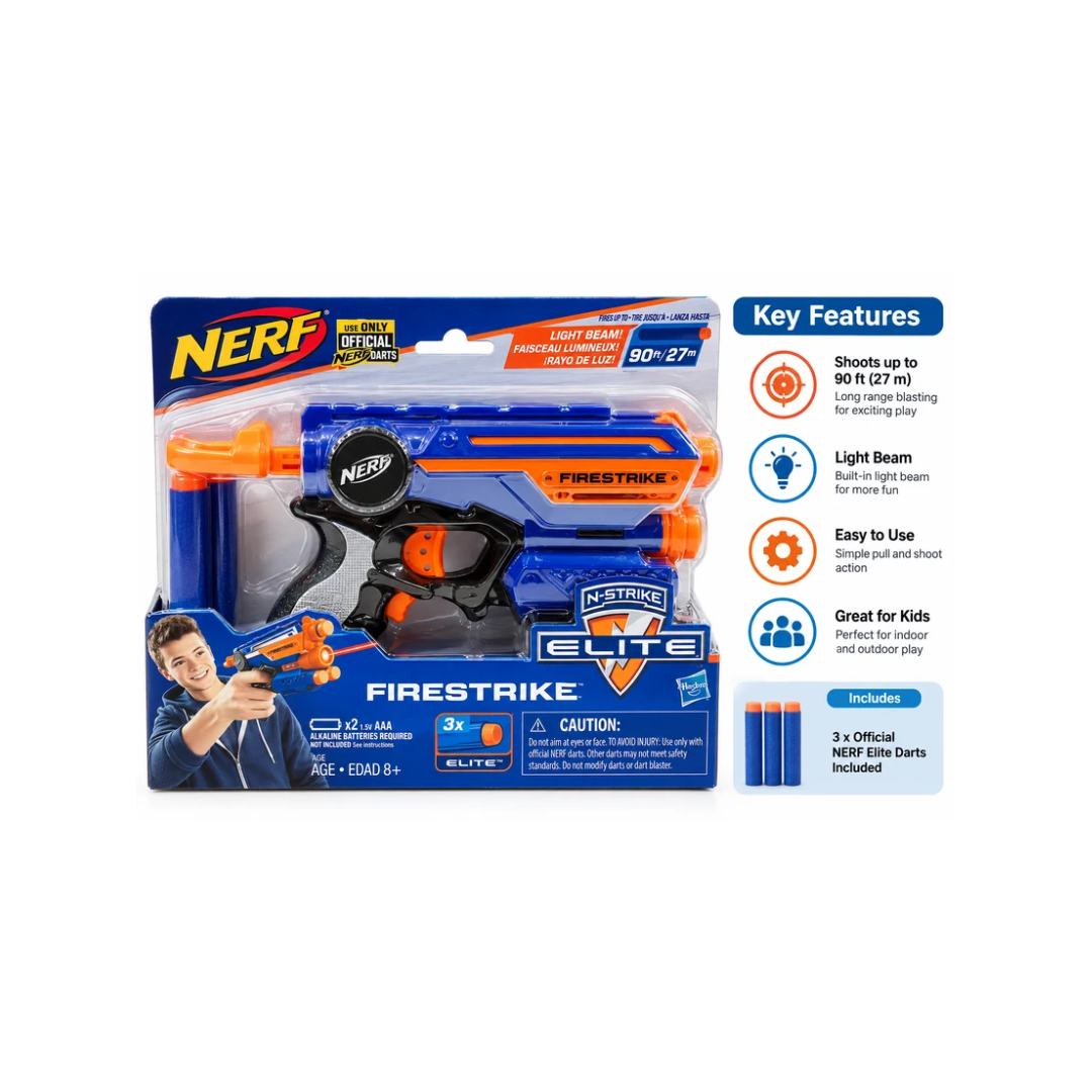 Habro NERF Gun Firestrike N-Strike Elite Toy Blaster for Kids, 8+ Years