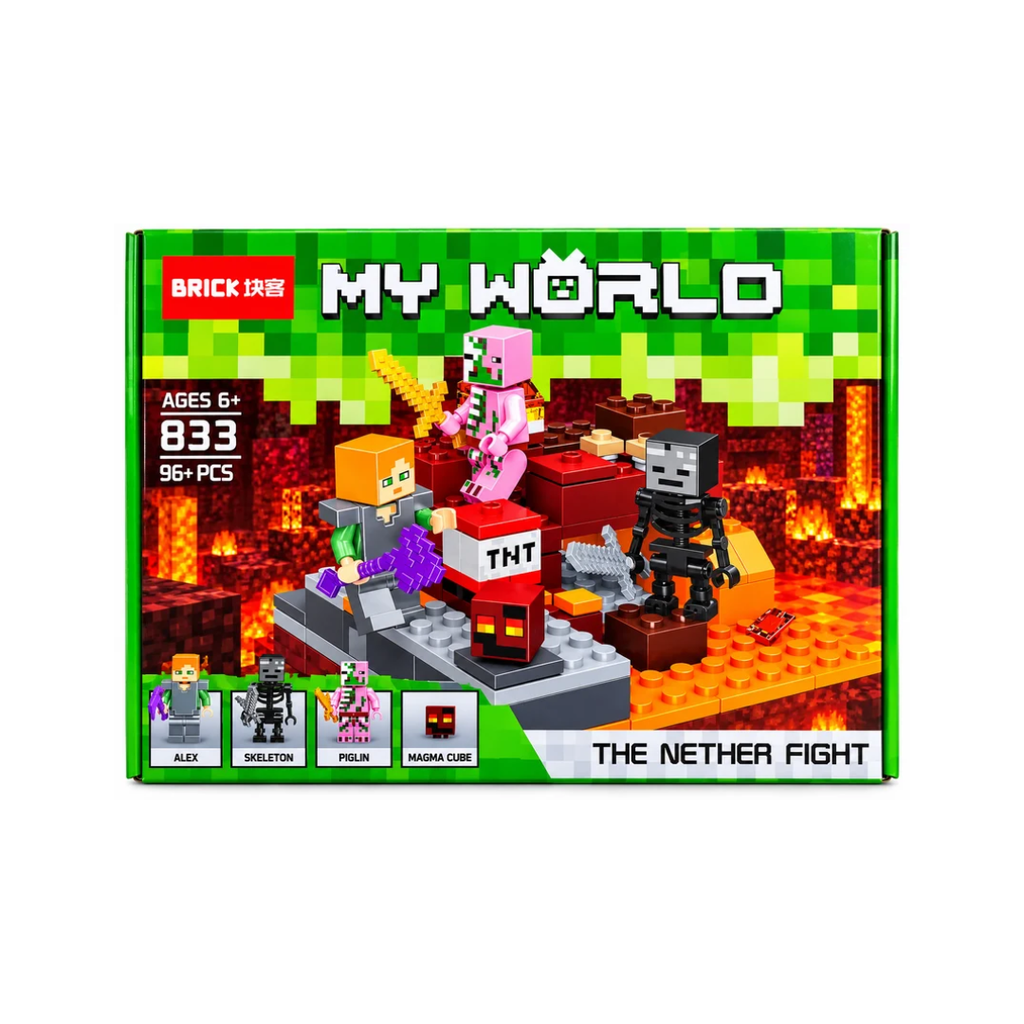 My World The Nether Fight Building Block Set 833 | 96+ Pieces | Age 6+