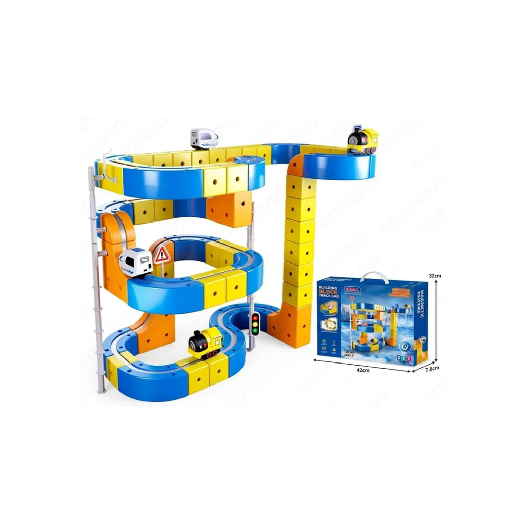 Magnetic Building Blocks Track DIY Car Set 130pcs