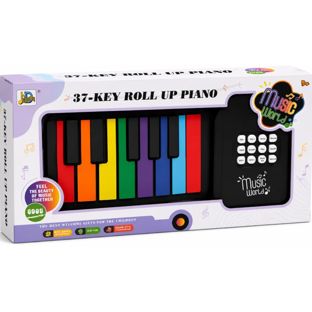 Music World 37-Key Roll Up Piano Keyboard for Kids – Portable Musical Learning Toy
