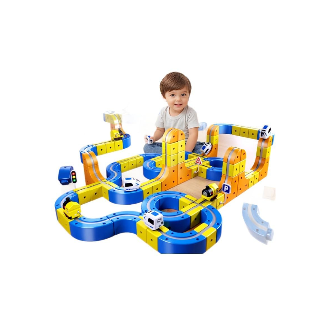 Magnetic Building Blocks Track DIY Car Set 130pcs