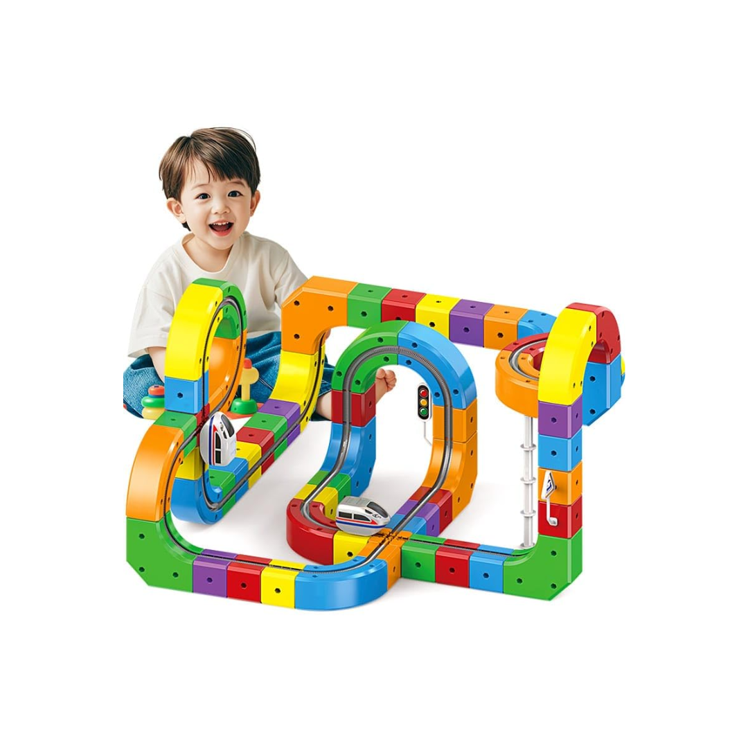 Magnetic Building Blocks Track DIY Car Set 130pcs