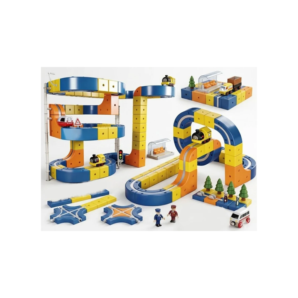 Magnetic Building Blocks Track DIY Car Set 130pcs