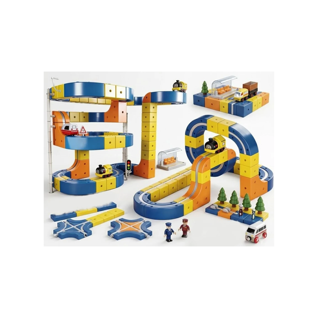 Magnetic Building Blocks Track DIY Car Set 130pcs