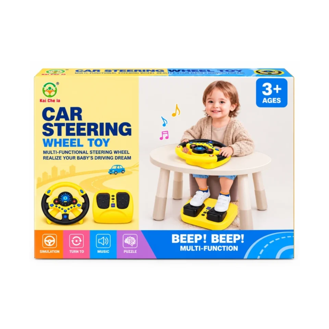 Multi-Functional Car Steering Wheel Driving Simulator Toy with Pedals, Music & Sound – 3+ Years