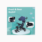 R For Rabbit Tiny Toes T30 Ace Tricycle For Kids With Adjustable Parental Control Denim Blue