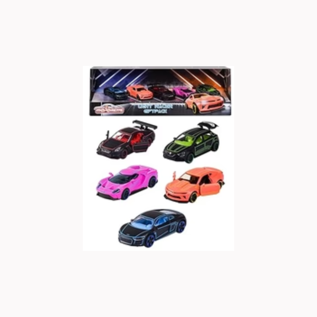 Majorette Light Racer Toy Car Set With Different Die Cast Metal Vehicles