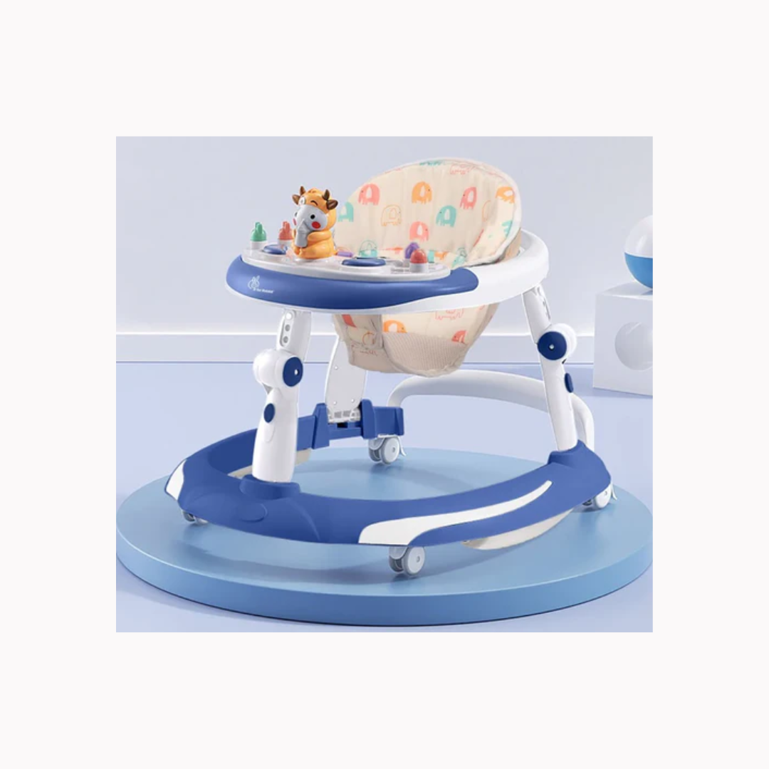 R for Rabbit Little Feet Plus Baby Walker - Detachable Toy Bar With Music & Light Blue White