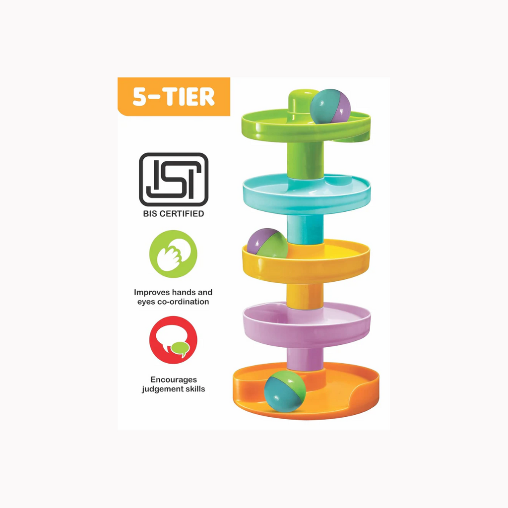 Toymate Baby Spiral Fun-A Roll Ball Toy With 6 Layer Ball Drop Tower Run With Roll Swirling Ramps