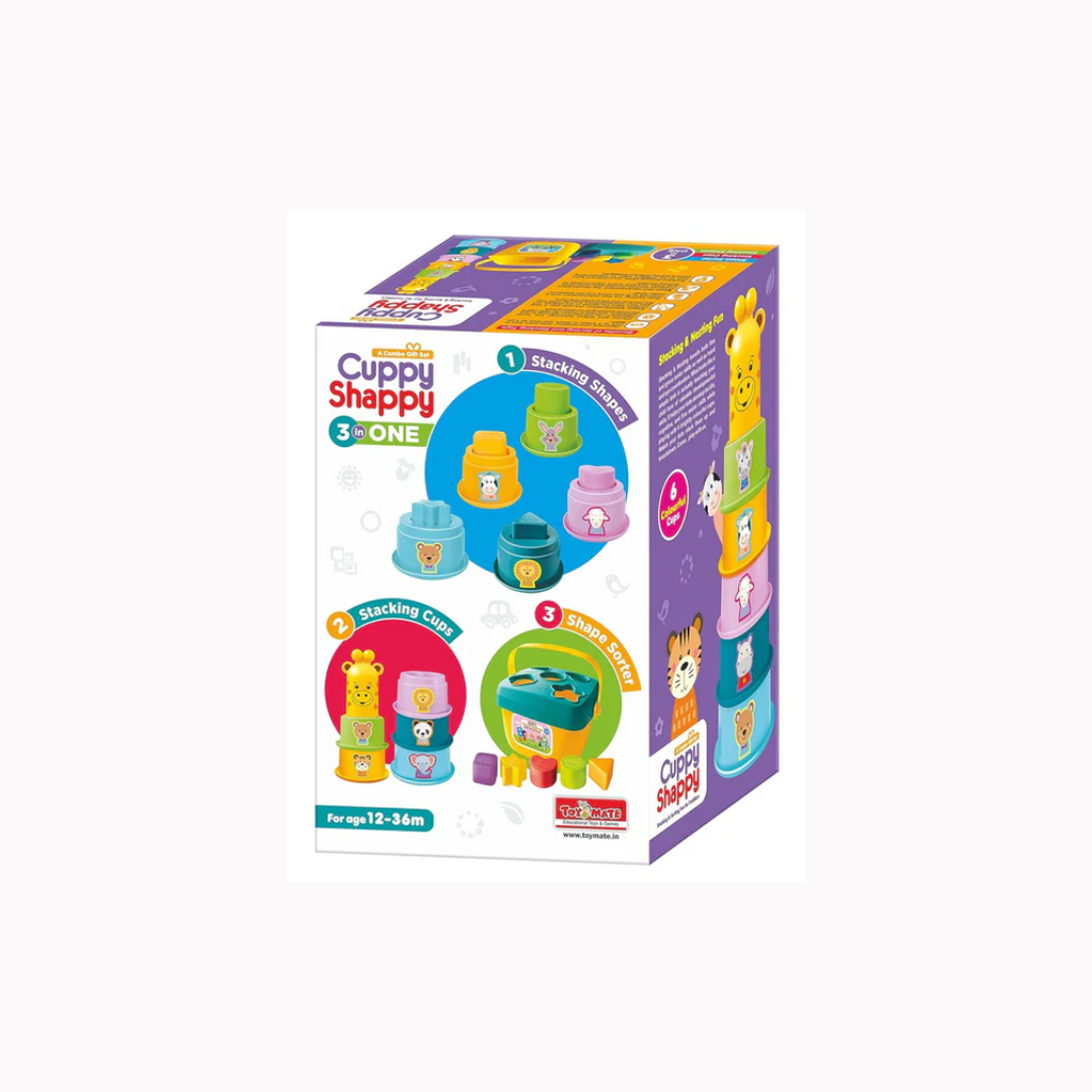 Toymate Cuppy Shappy- All in 1 Sorting Stacking Nesting Cups Shapes&Color Toy