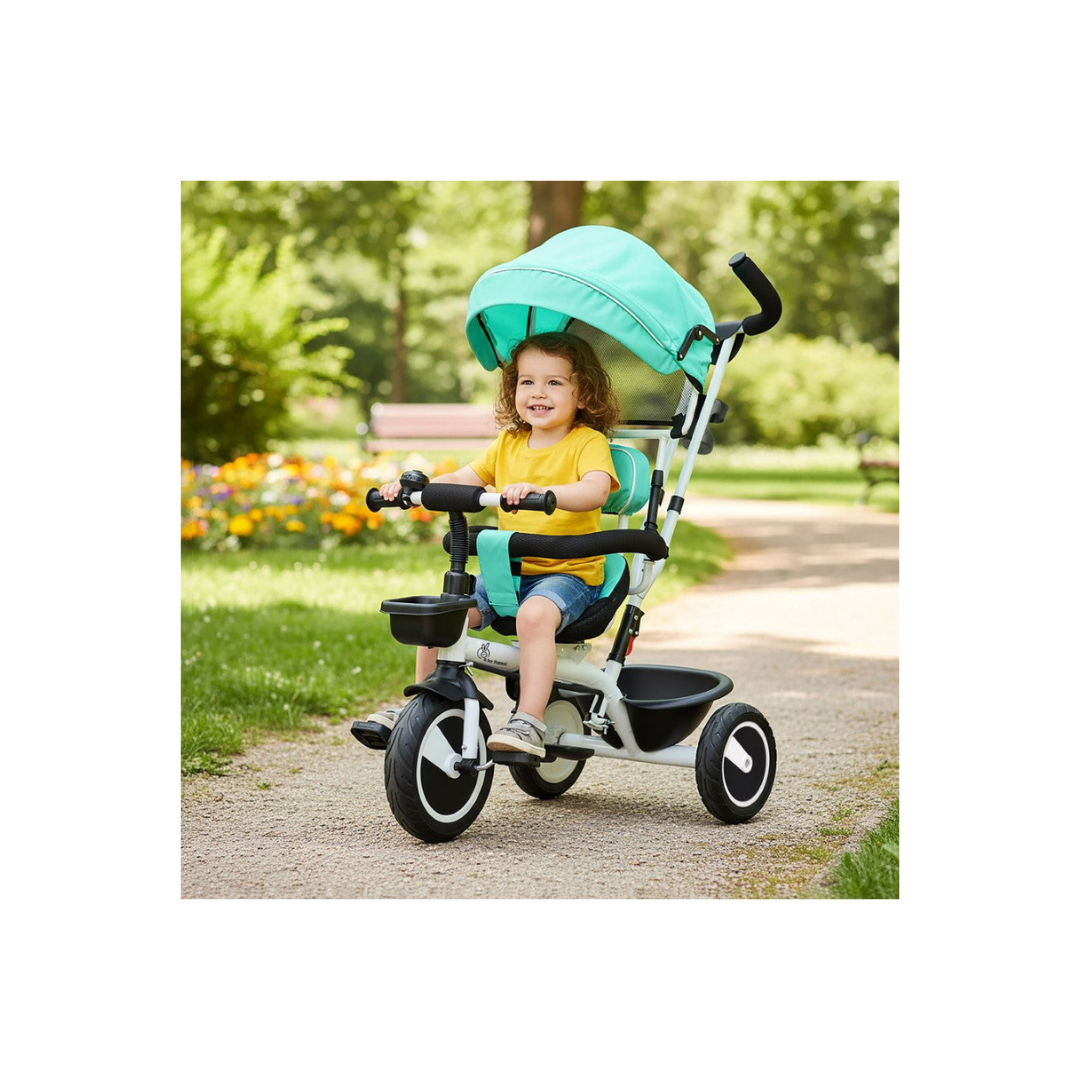 R For Rabbit Tiny Toes R40 Plus Baby Tricycle with Canopy, Footrests, Plug-N-Play Wheels & Adjustable Parent Handle (Up to 25 kg) Lake Blue