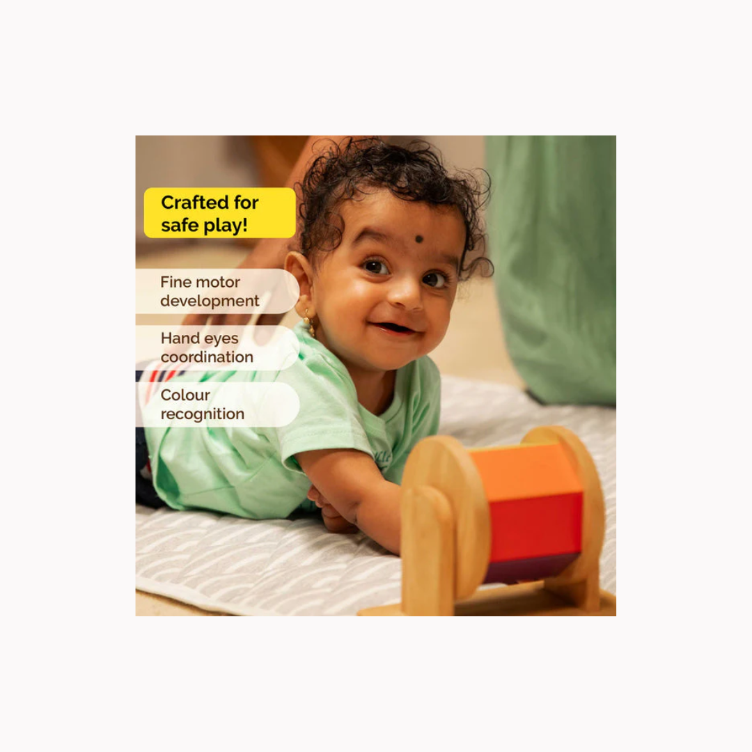 Shumee Wooden Montessori Rainbow Hand Spinner Toy (6+ months)