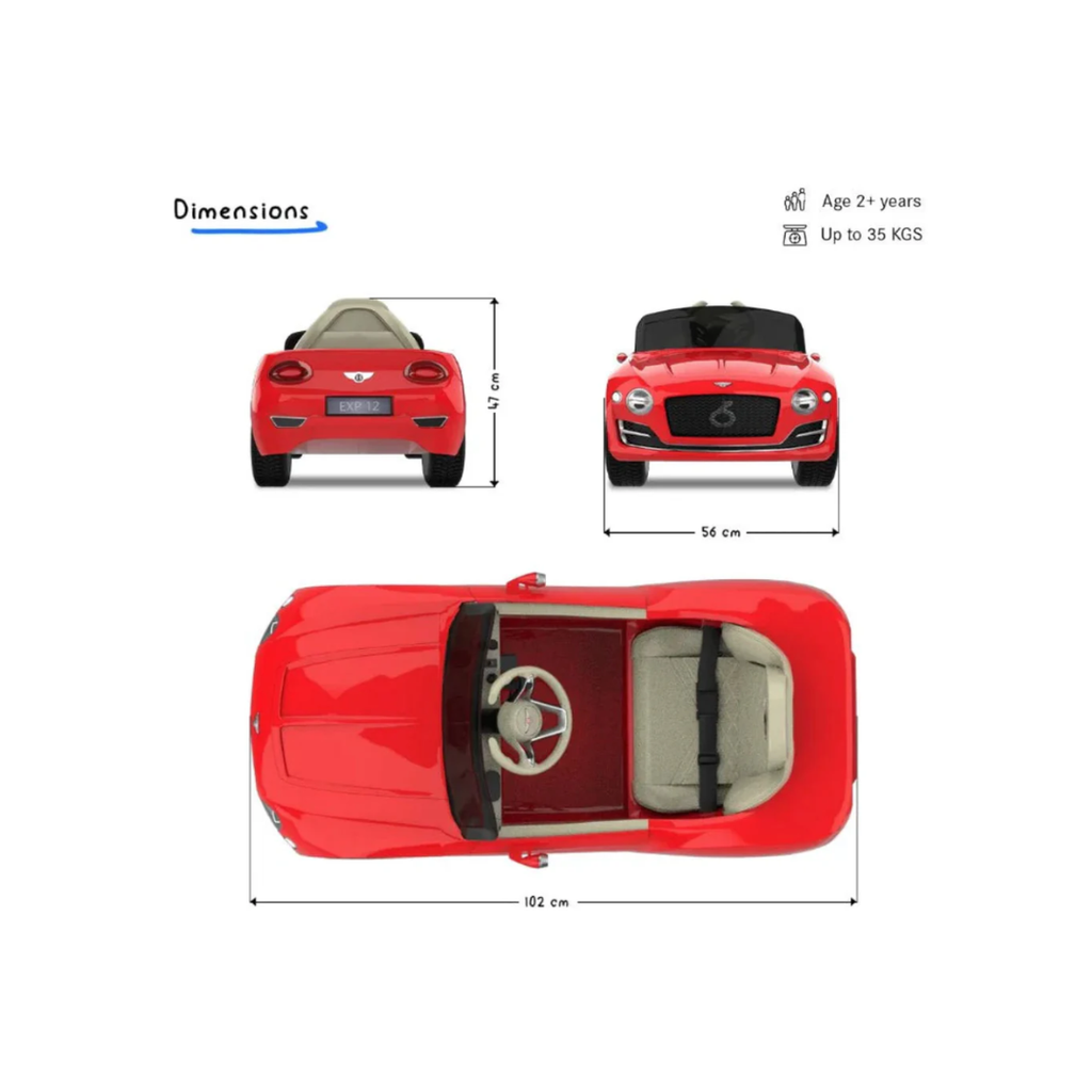 Emotorad Formula Fun BENTLEY EXP12 Ride-On Car for Kids-(Red)