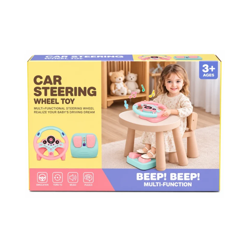 Multi-Functional Car Steering Wheel Driving Simulator Toy with Pedals, Music & Sound – 3+ Years