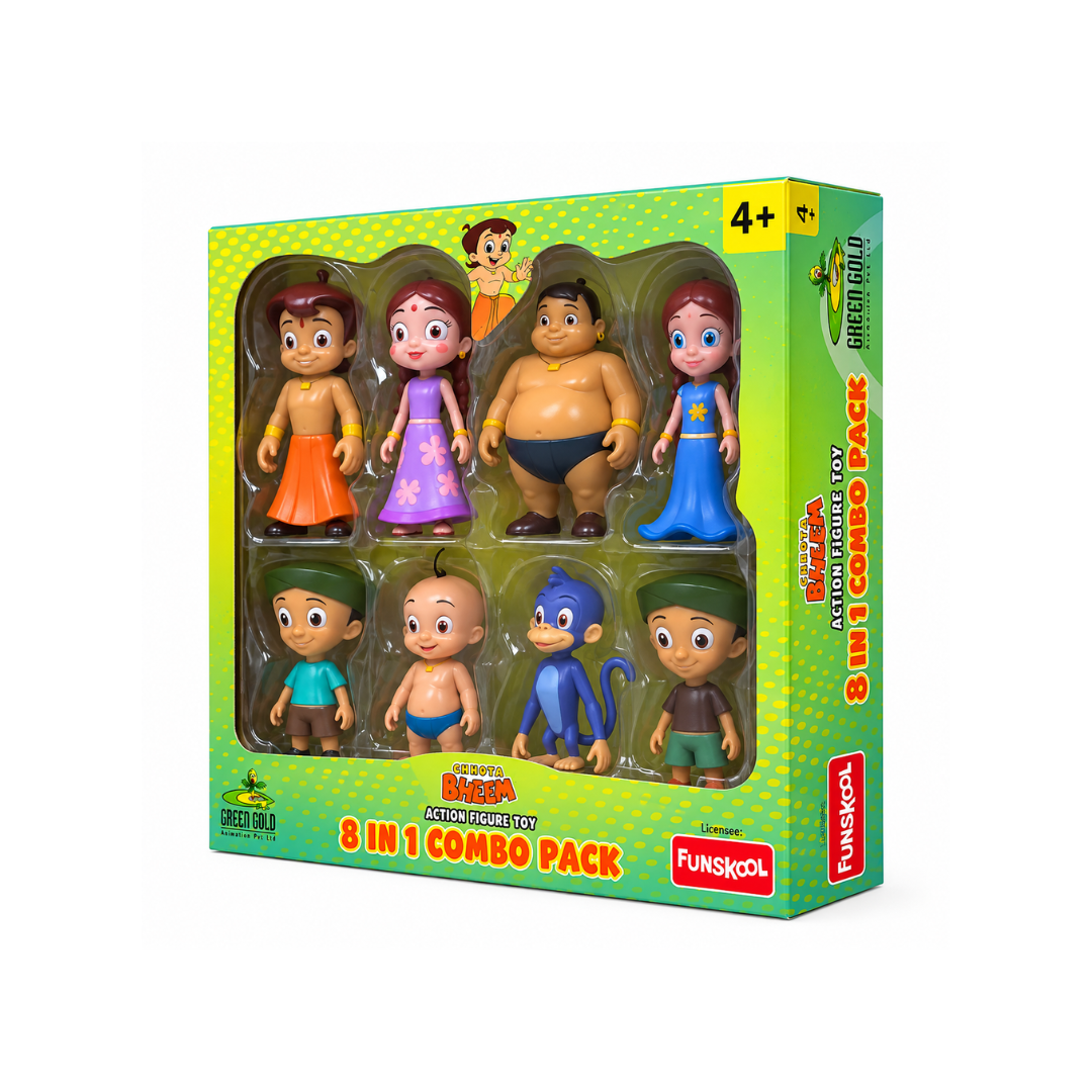 Funskool Chhota Bheem and Friends with Articulation 8IN1 4 Inch Action Figure Pack