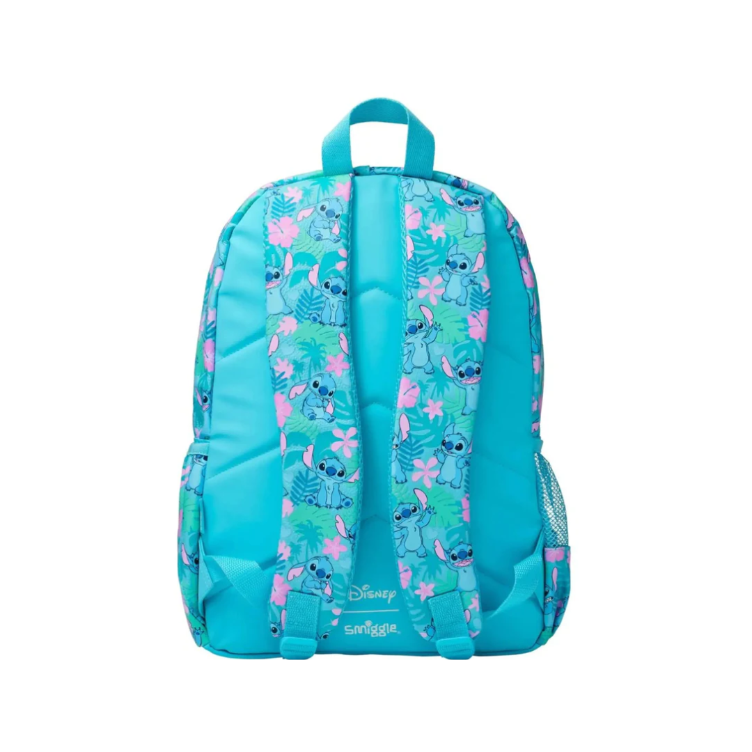 Smiggle Disney Stitch Backpack for Kids (42 CM) – School Bag with Front Pocket & Side Mesh (Blue)