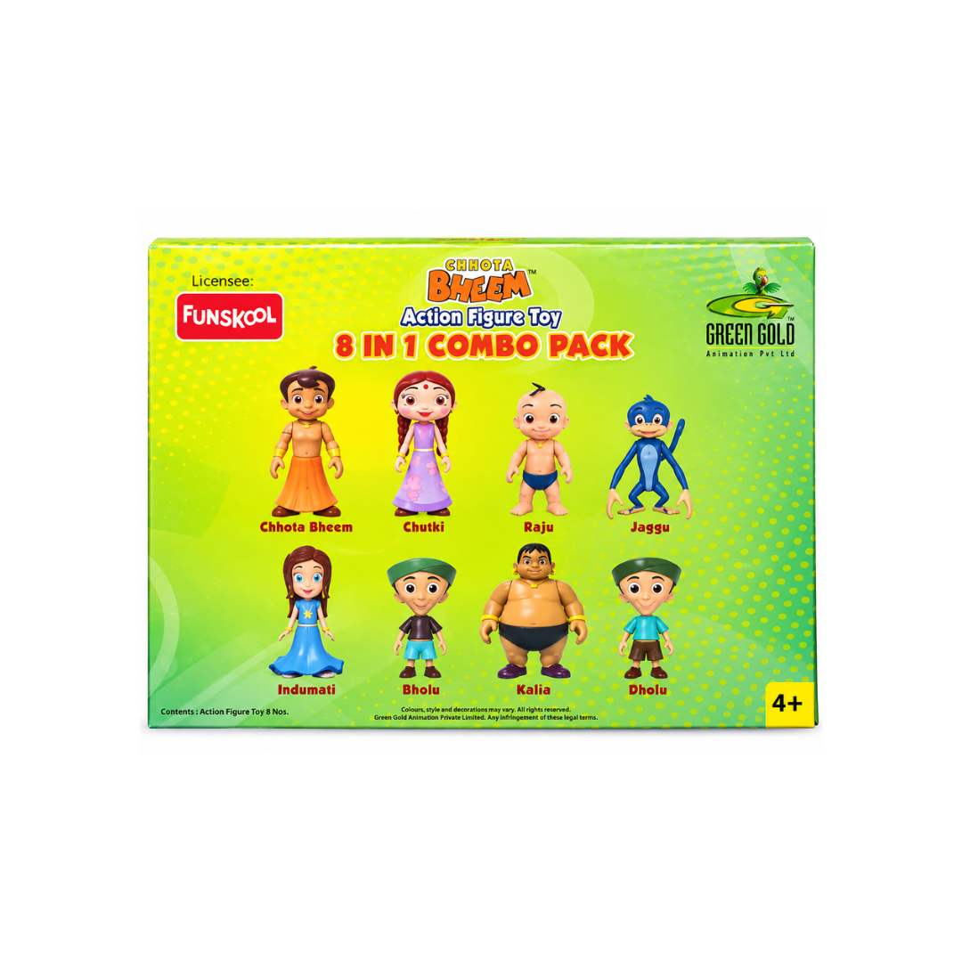 Funskool Chhota Bheem and Friends with Articulation 8IN1 4 Inch Action Figure Pack