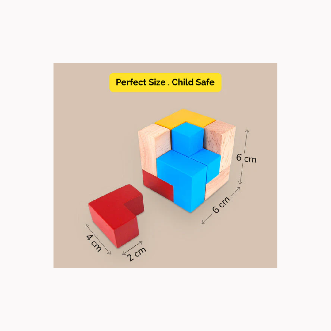 Shumee Colourful Wooden Puzzle Cube With 9 L-Shaped Blocks (4+ Years)