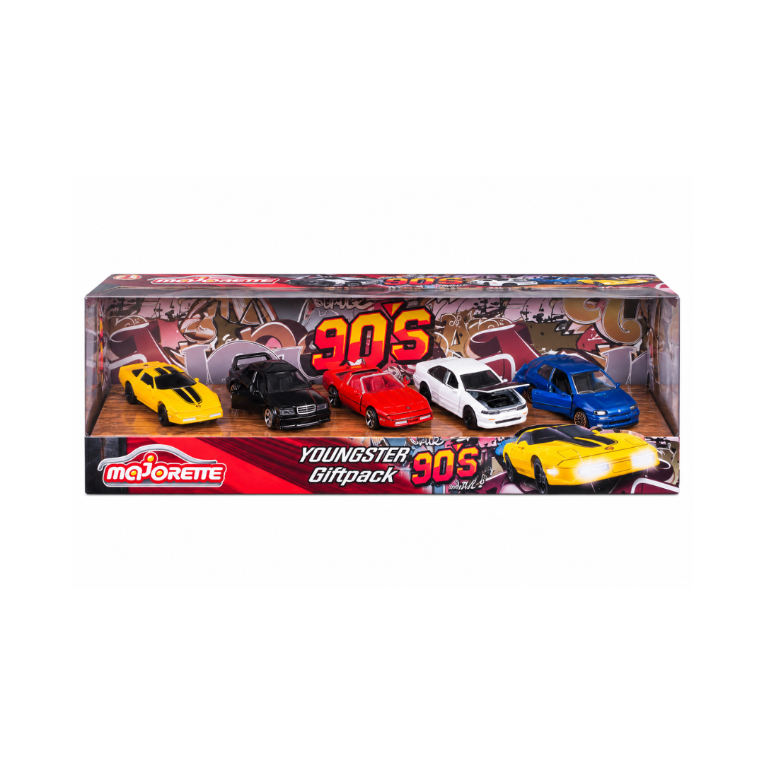 Majorette - Pack of 5 Metal Cars "Young '90", Scale 1:64, 7.5 cm, Classic Edition