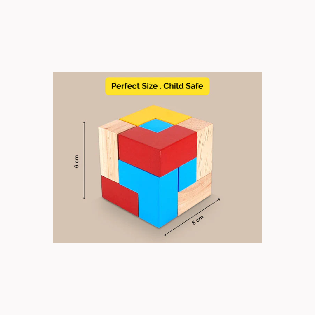 Shumee Colourful Wooden Puzzle Cube With 9 L-Shaped Blocks (4+ Years)