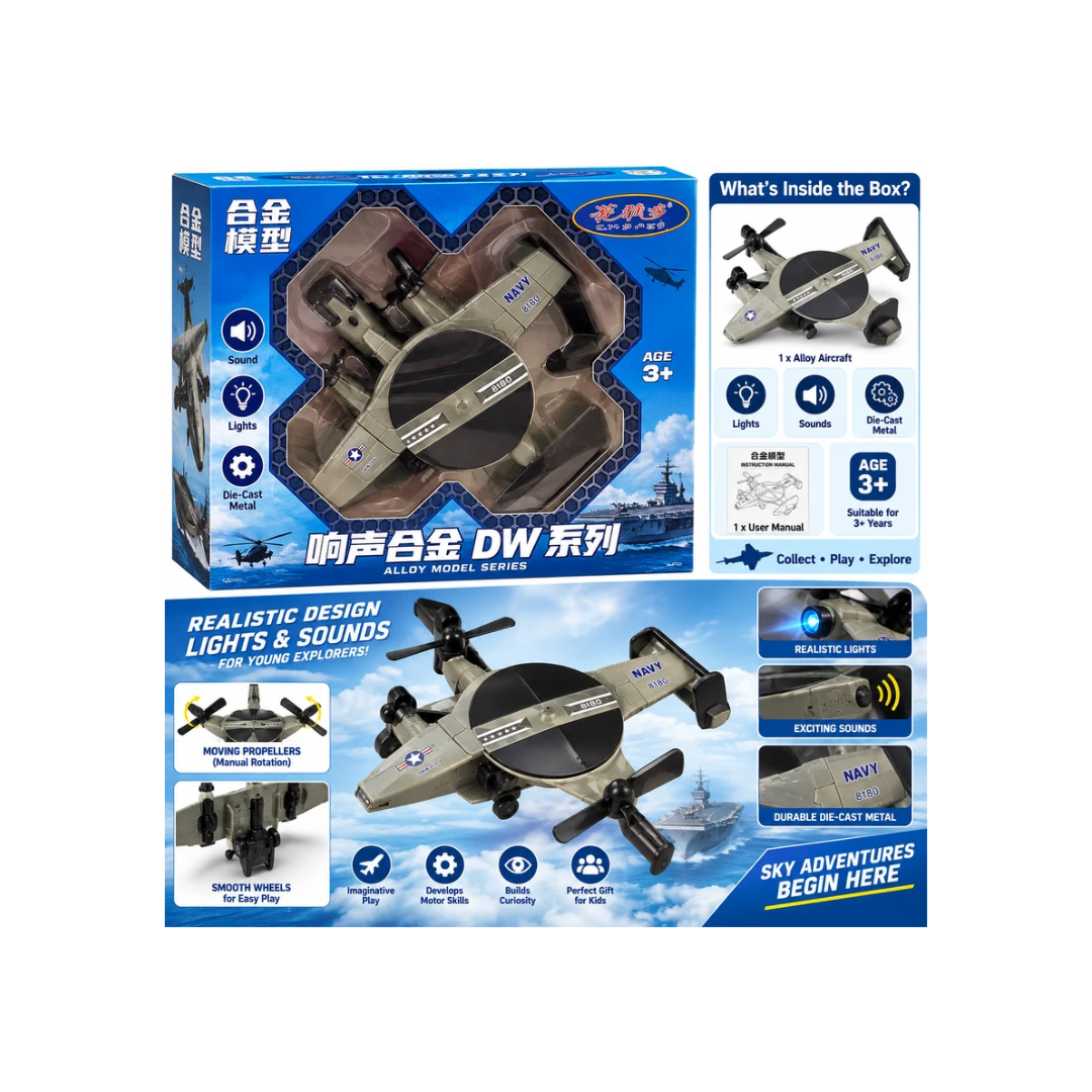 Military Fighter Jet Toy Plane with Sound & Light Effects for Kids 3+