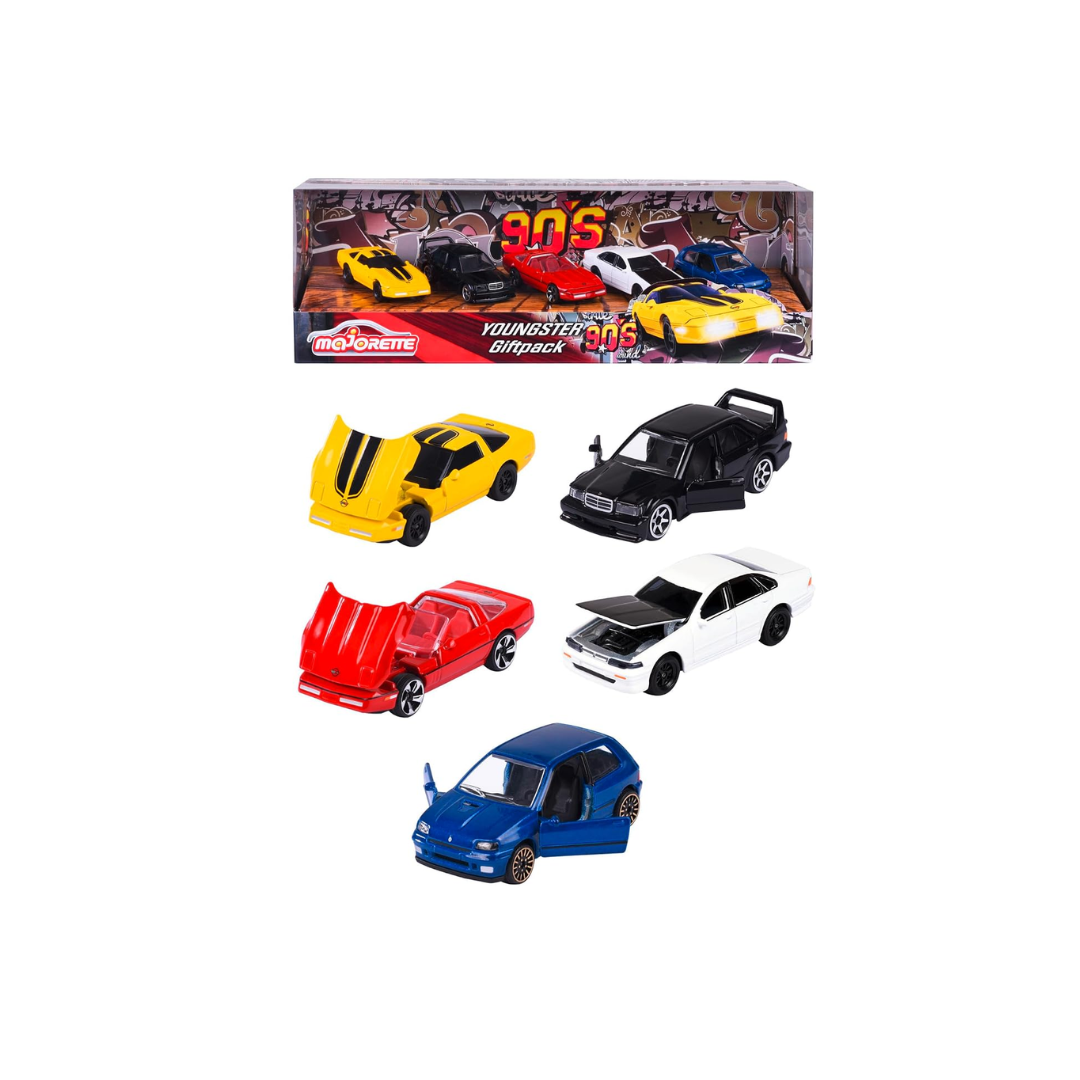 Majorette - Pack of 5 Metal Cars "Young '90", Scale 1:64, 7.5 cm, Classic Edition