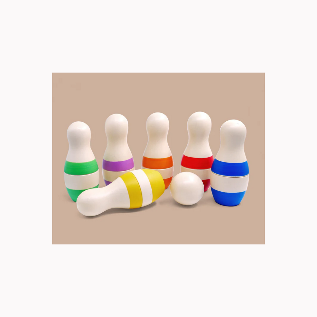 Shumee Mini Stripes Bowling Pins Set || 6 Pins, 1 Ball  (2 Years+)