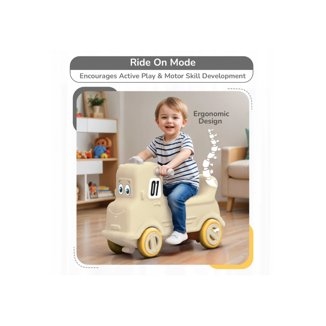 R For Rabbit Rock N Ride 3-in-1 Playtime Buddy, Safe, Fun & Skill-Boosting Beige Grey