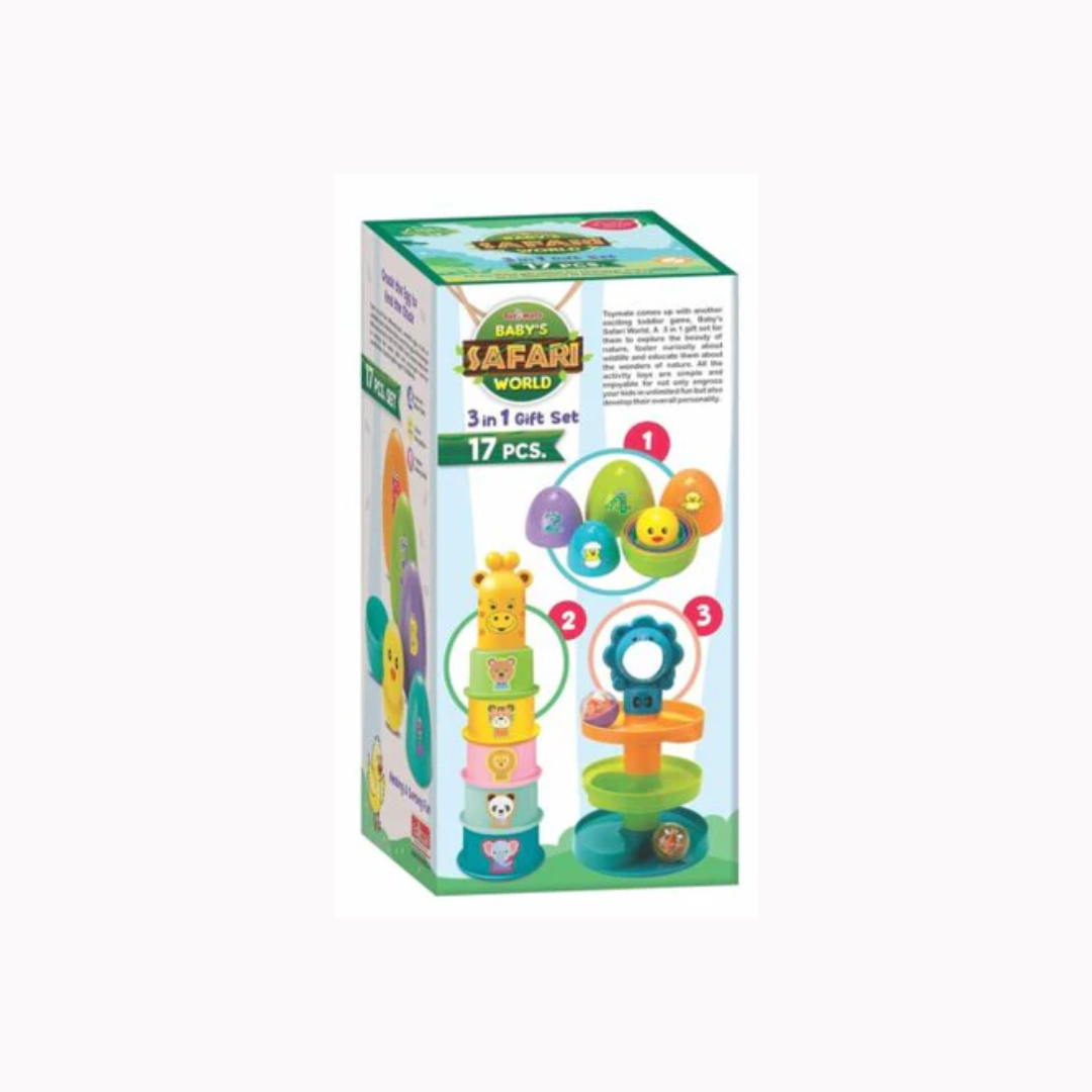 Toymate Baby’s Safari World 17 Pcs 3 in 1 Ultimate Toddler Games Gift Set